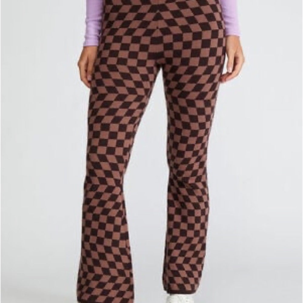 Checkered Brown Women's Pants